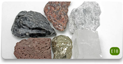 Zestaw 6 różnych ciekawych fragmentów skał i minerałów do badania cech i pochodzenia