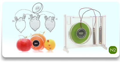 Zegar z baterią owocową- zestaw doświadczalny